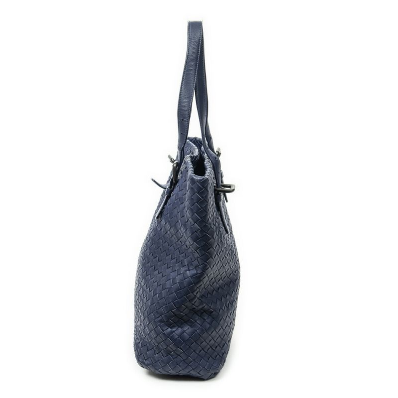 Bottega Veneta Bertical Tote Blue Intrecciato Leather A