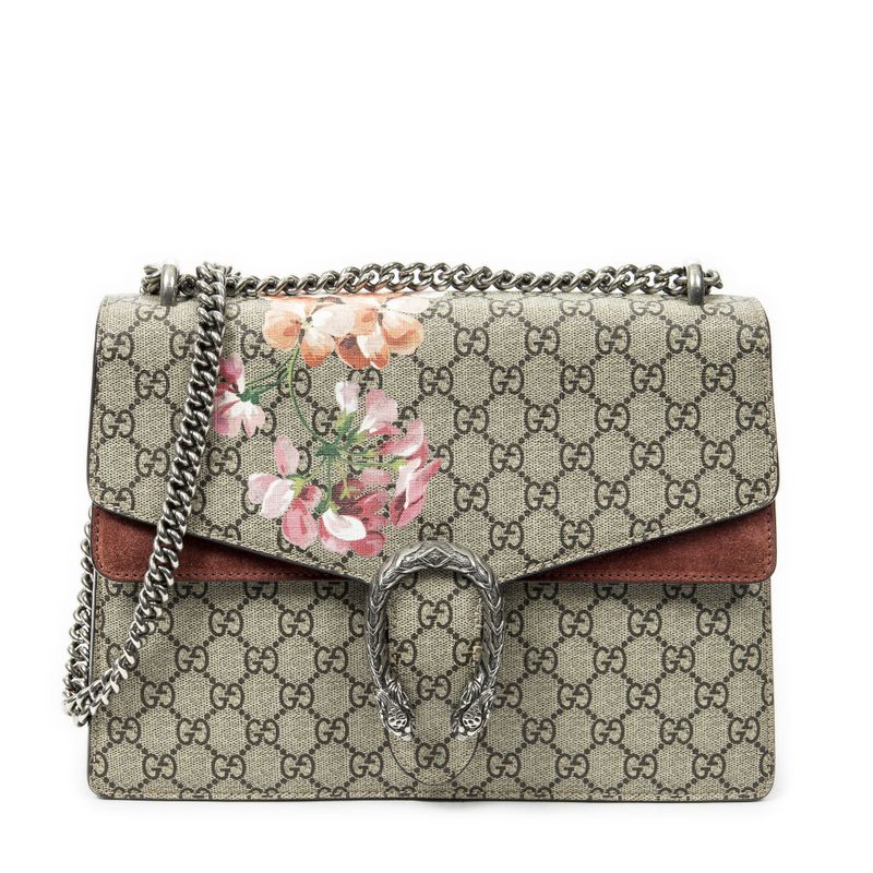 Gucci Medium Taiga - Dionysus Chain Crossbody Beige/red Blooms Supreme PVC