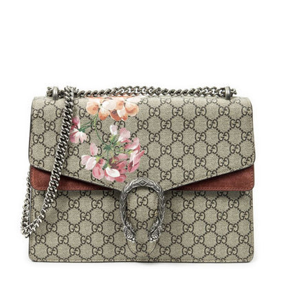 Gucci Medium Taiga - Dionysus Chain Crossbody Beige/red Blooms Supreme PVC