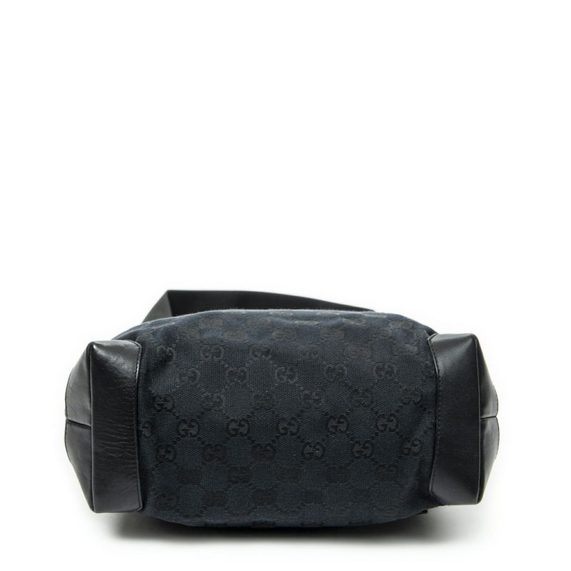 Gucci Front Pocket Zip Tote Black GG Canvas A