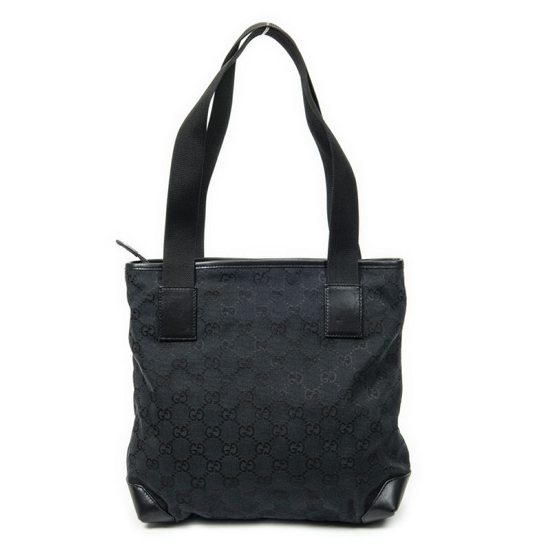Gucci Front Pocket Zip Tote Black GG Canvas A