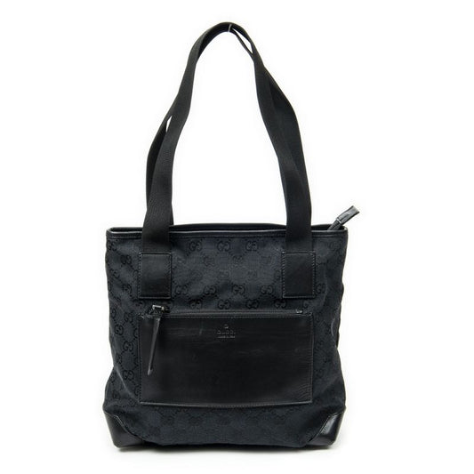 Gucci Front Pocket Zip Tote Black GG Canvas A