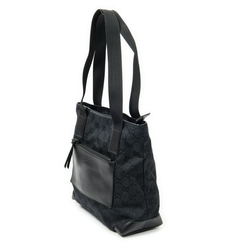 Gucci Front Pocket Zip Tote Black GG Canvas A