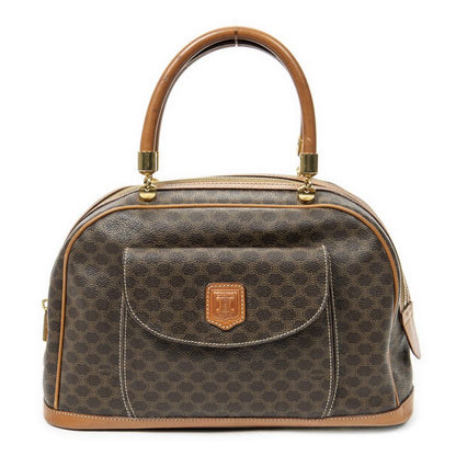 Celine Vintage Front Pocket Dome Bag Brown Macadam PVC Canvas A