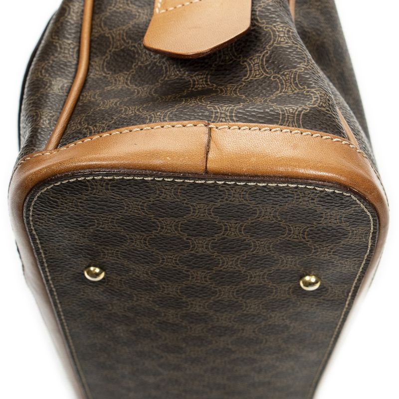 Celine Vintage Front Pocket Dome Bag Brown Macadam PVC Canvas A