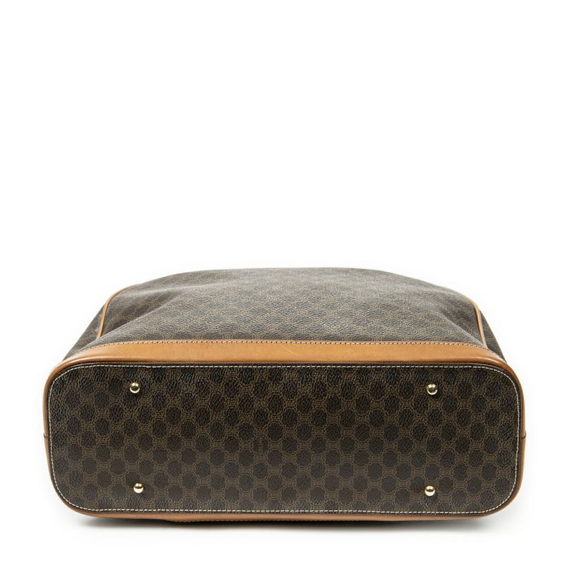 Celine Vintage Front Pocket Dome Bag Brown Macadam PVC Canvas A