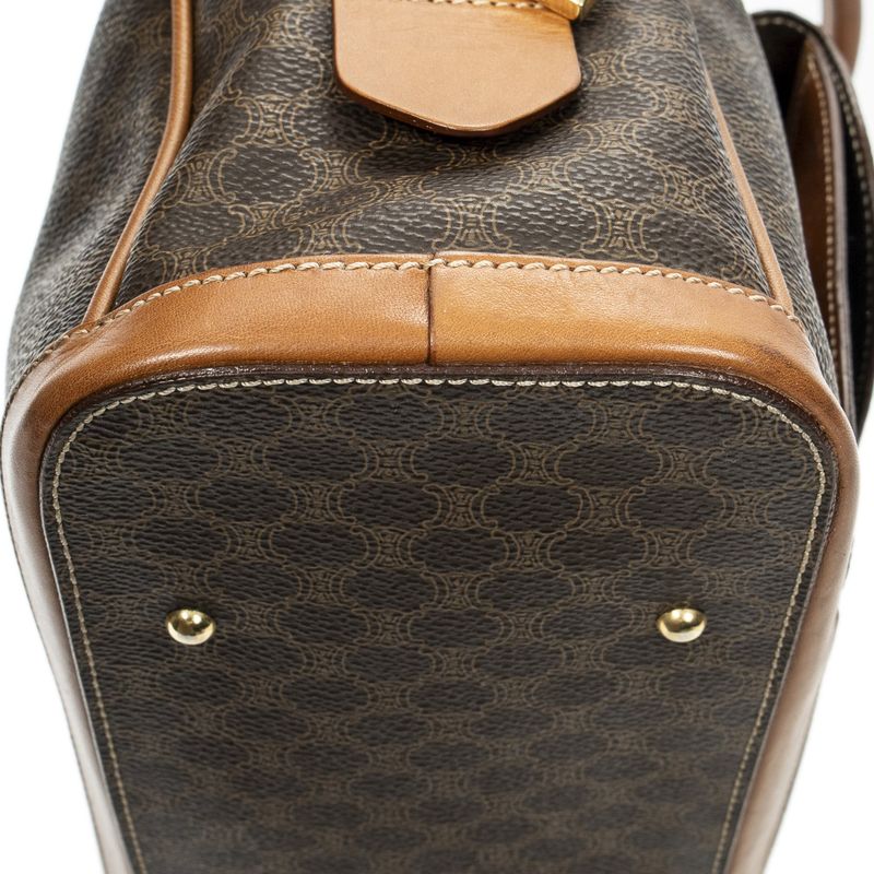 Celine Vintage Front Pocket Dome Bag Brown Macadam PVC Canvas A