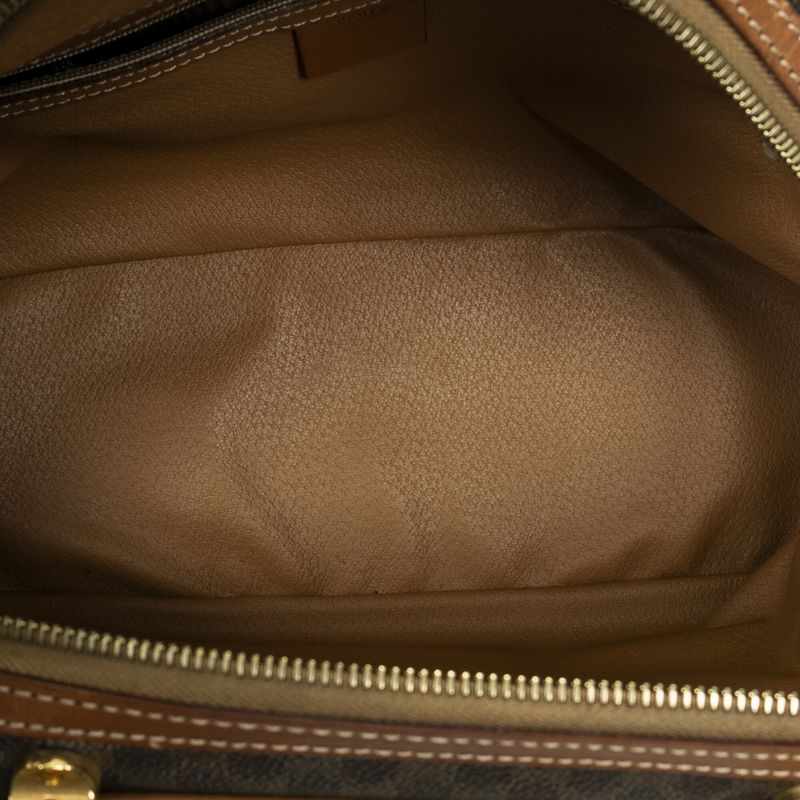 Celine Vintage Front Pocket Dome Bag Brown Macadam PVC Canvas A