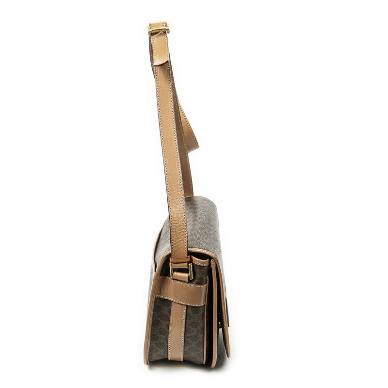 Celine Vintage Flap Crossbody Brown Macadam PVC Canvas A