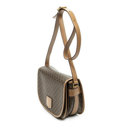 Celine Vintage Flap Crossbody Brown Macadam PVC Canvas A