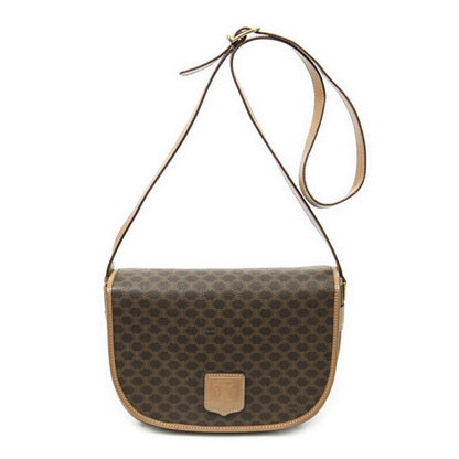 Celine Vintage Flap Crossbody Brown Macadam PVC Canvas A