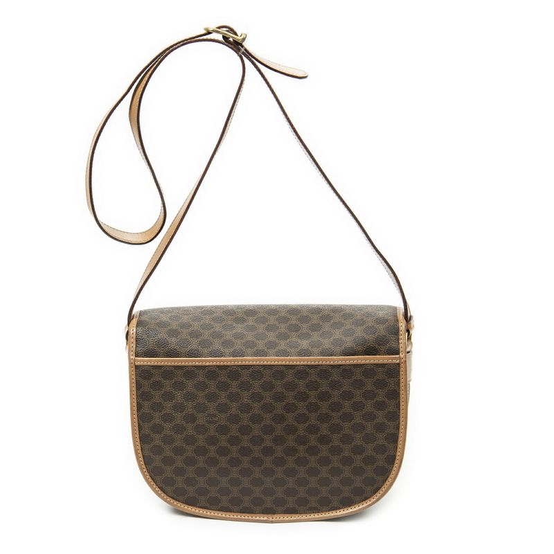 Celine Vintage Flap Crossbody Brown Macadam PVC Canvas A