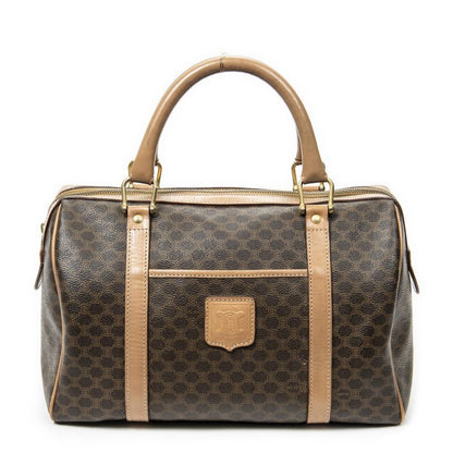 Celine Vintage Small Boston Brown Macadam PVC Canvas AB