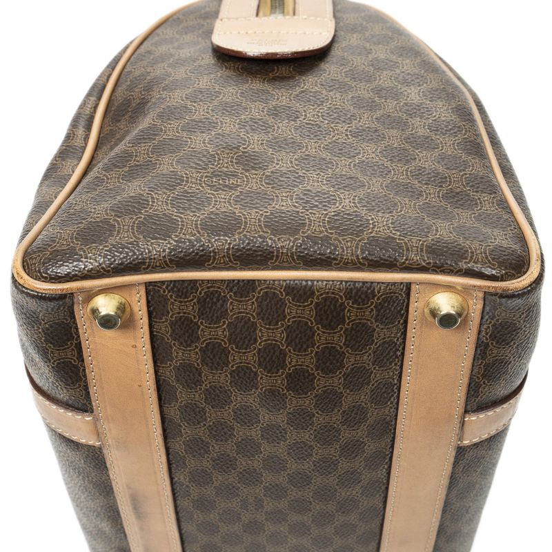 Celine Vintage Small Boston Brown Macadam PVC Canvas AB