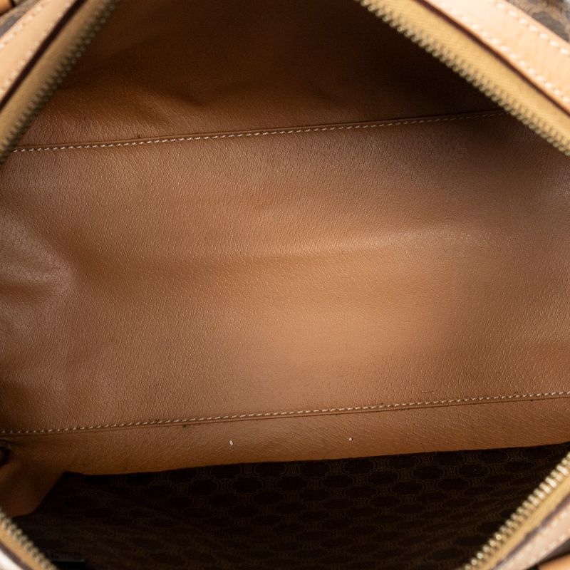 Celine Vintage Small Boston Brown Macadam PVC Canvas AB