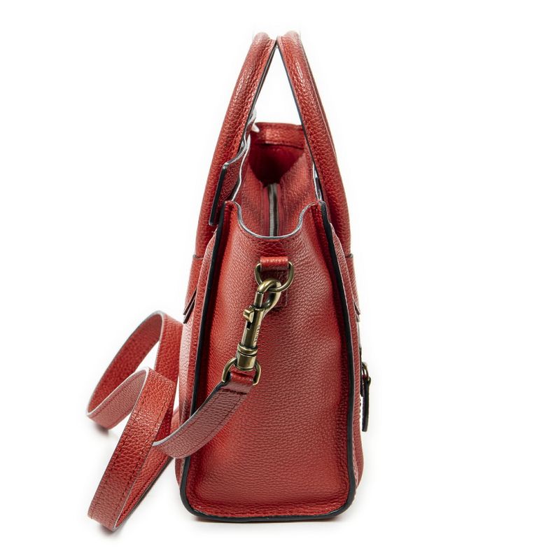 Celine Nano Luggage Red Grained Calfskin Leather A