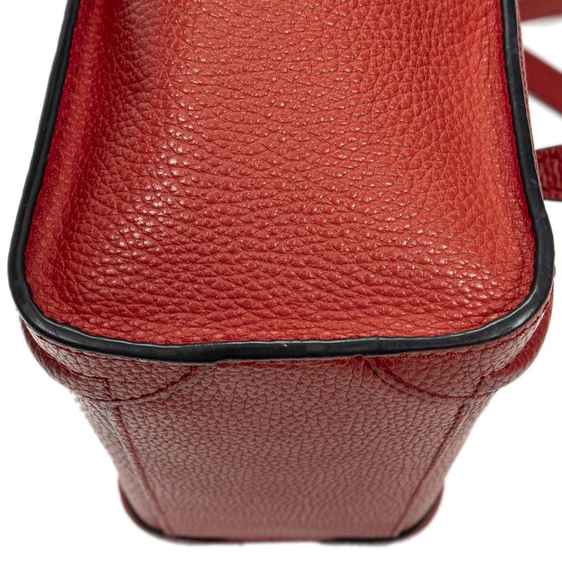 Celine Nano Luggage Red Grained Calfskin Leather A