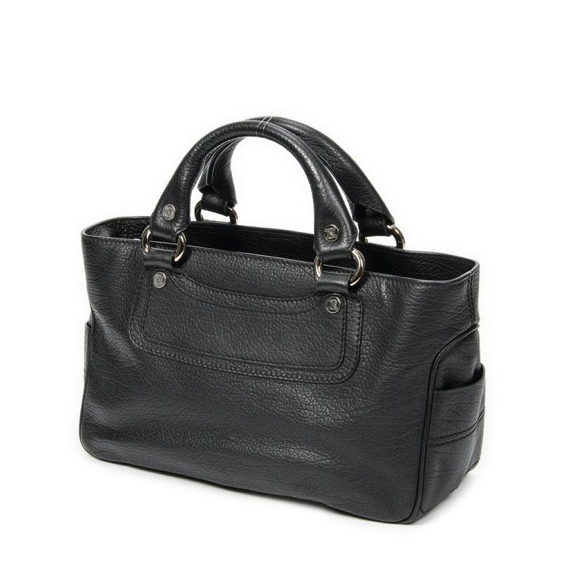 Celine Black Grained Calfskin Leather A