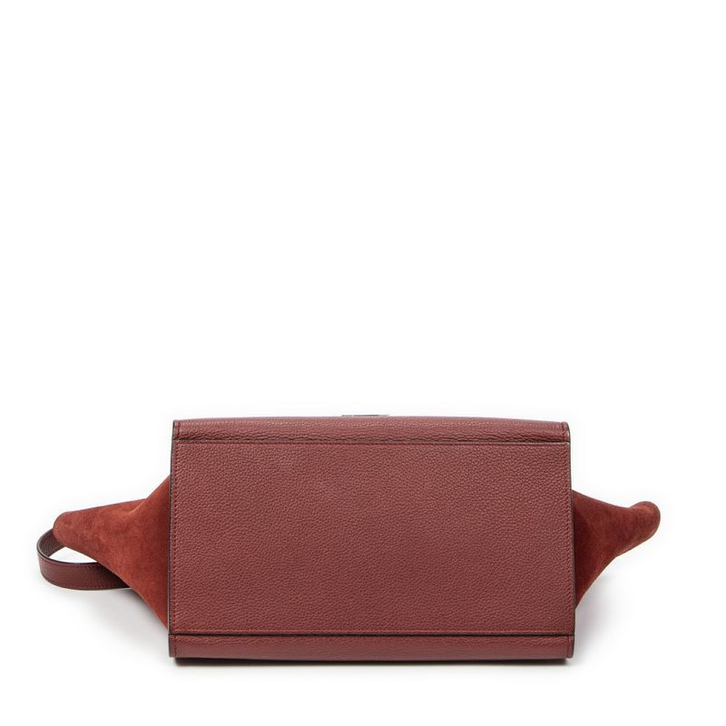 Celine Small Medium Blanco Red Grained Calfskin Leather A