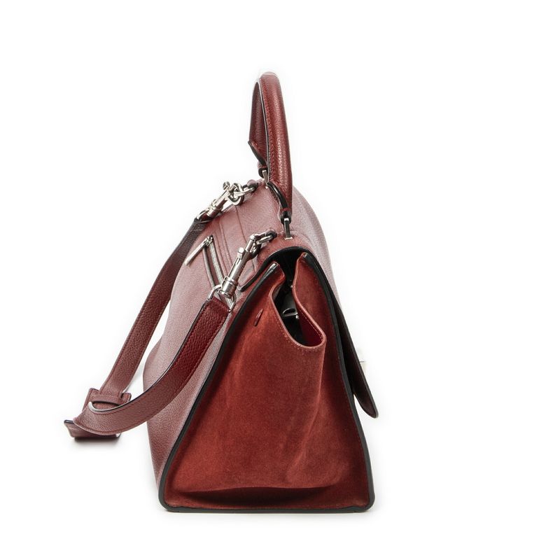 Celine Small Medium Blanco Red Grained Calfskin Leather A