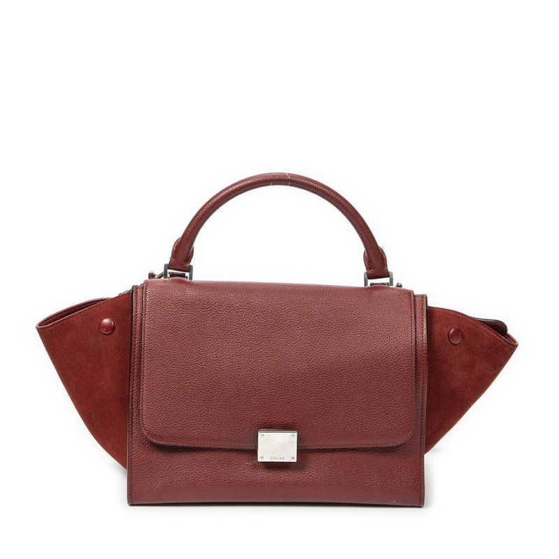 Celine Small Medium Blanco Red Grained Calfskin Leather A