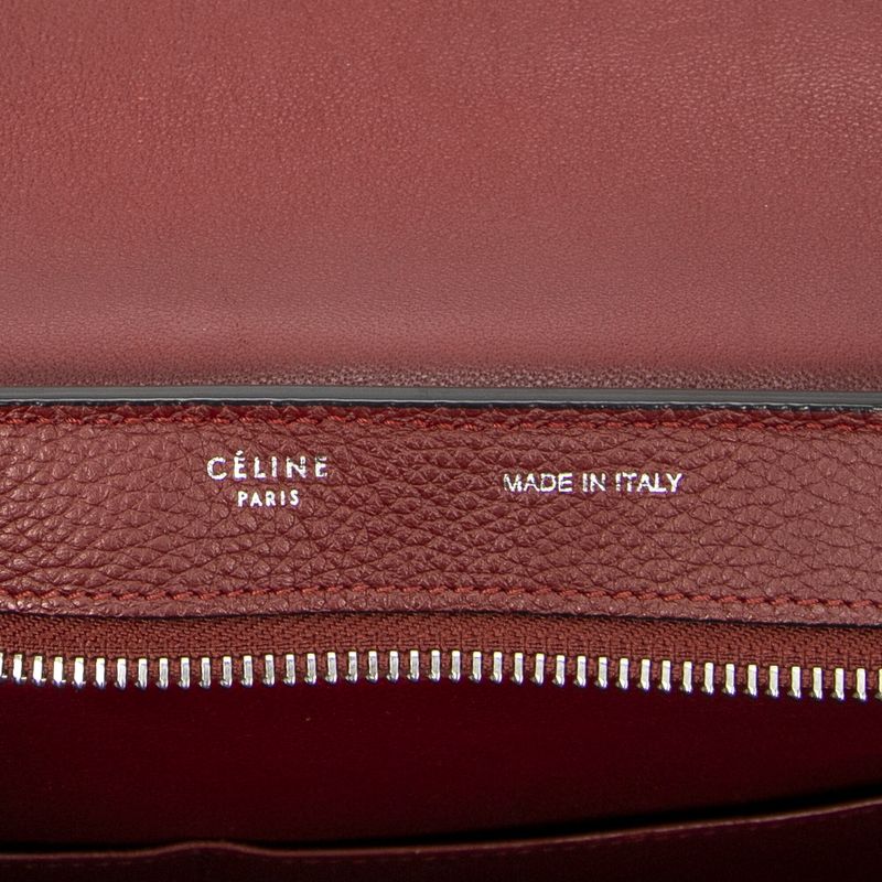 Celine Small Medium Blanco Red Grained Calfskin Leather A