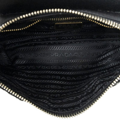 Prada Small Zip Chain Crossbody Black Nylon Canvas A