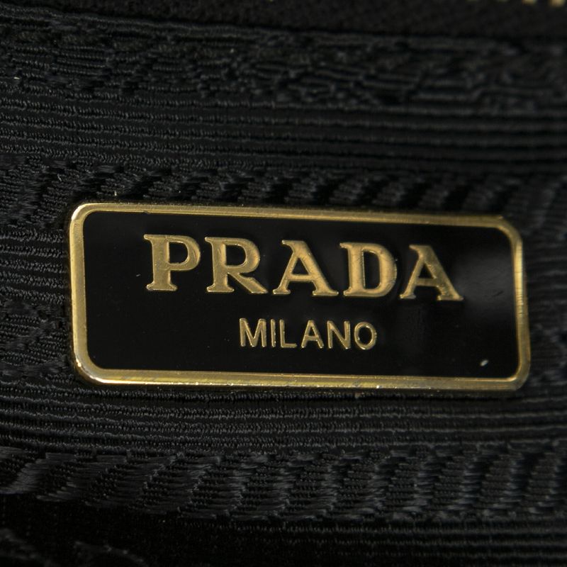 Prada Small Zip Chain Crossbody Black Nylon Canvas A