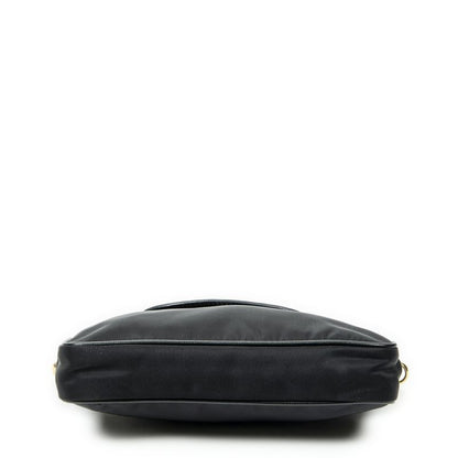 Prada Small Zip Chain Crossbody Black Nylon Canvas A