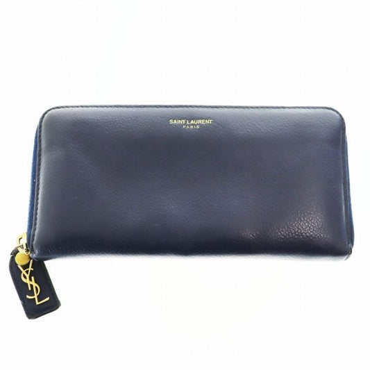 Saint Laurent Paris Round Zipper Long Wallet Long Wallet 463340 Navy Brand