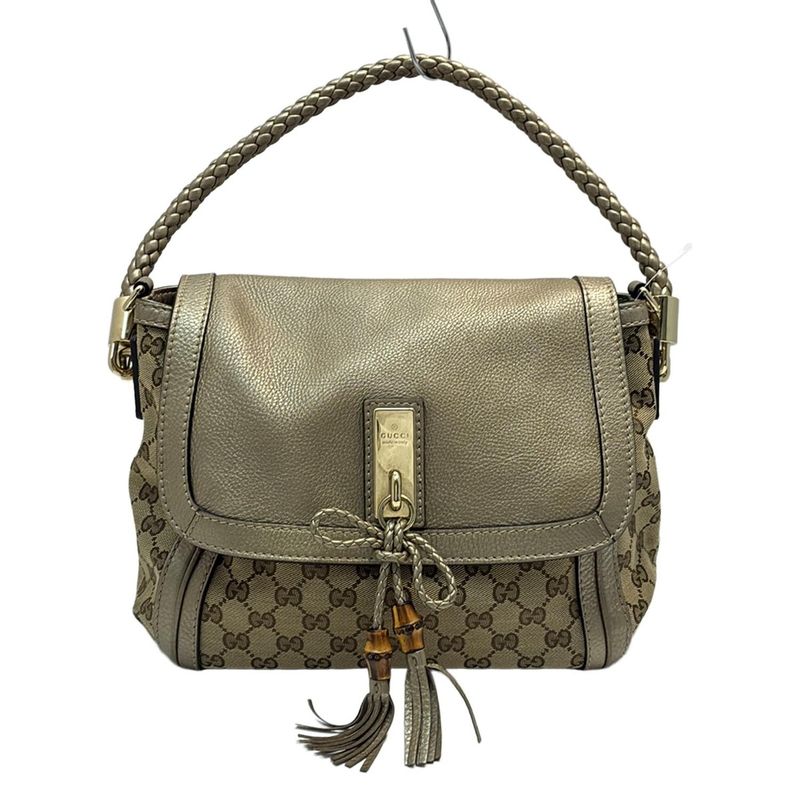 Gucci Bella 282301 Beige Dark Brown And Gold Leather