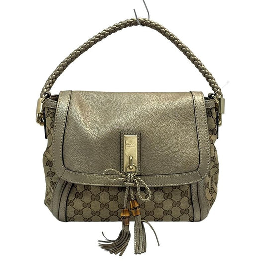 Gucci Bella 282301 Beige Dark Brown And Gold Leather