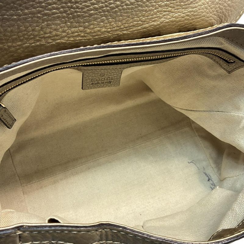 Gucci Bella 282301 Beige Dark Brown And Gold Leather