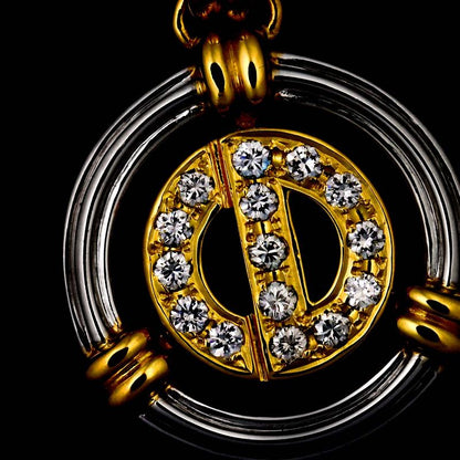 Christian DIOR Logo Diamond Necklace 40cm (1575in) 18K YG WG 750 Diamond