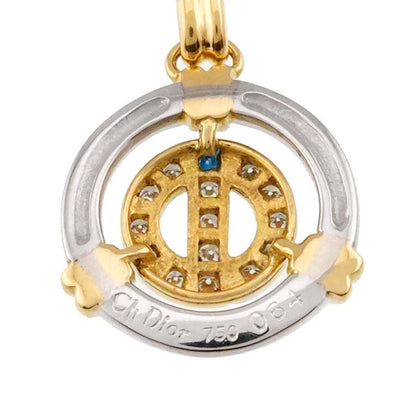 Christian DIOR Logo Diamond Necklace 40cm (1575in) 18K YG WG 750 Diamond