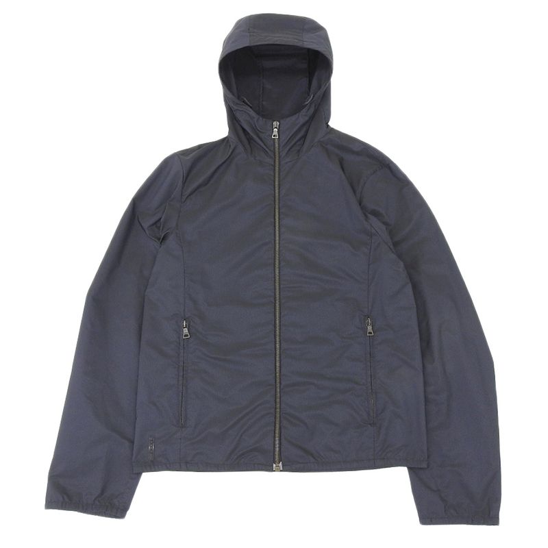 Prada Sport Striped Zip Up Hoodie Men's Navy 46