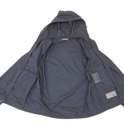 Prada Sport Striped Zip Up Hoodie Men's Navy 46