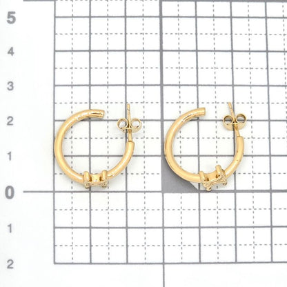 Celine Triomphe Asymmetric Hoop Earrings Binaural Gold Finish Brass Nickel Free