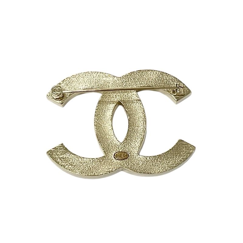 Chanel Brooch Corsage Gold Here Mark Rhinestone