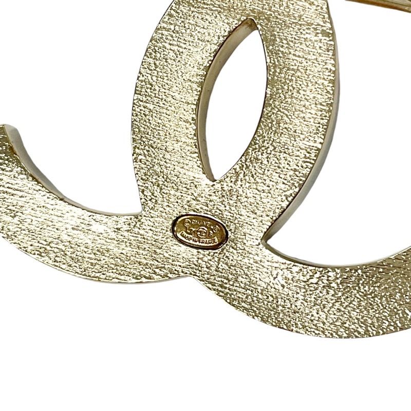 Chanel Brooch Corsage Gold Here Mark Rhinestone