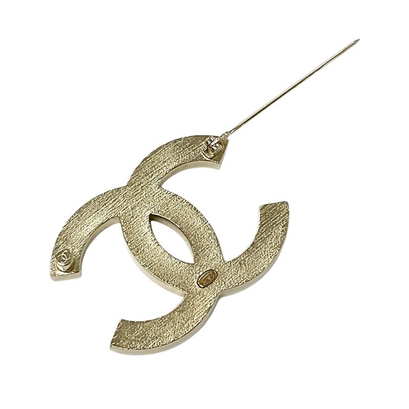 Chanel Brooch Corsage Gold Here Mark Rhinestone