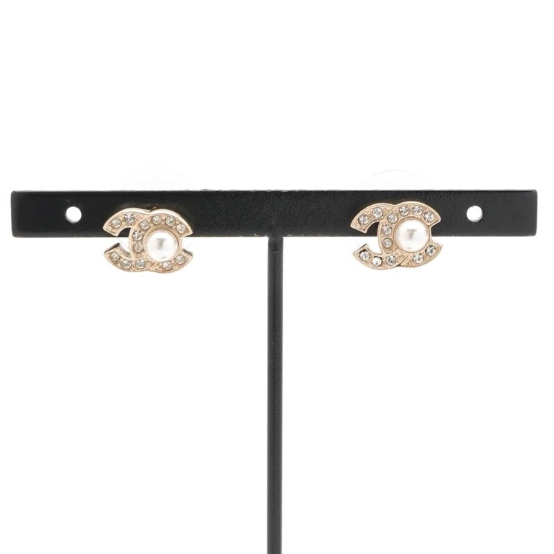 Chanel Earrings Earring Gold Coco Mark Rhinestone