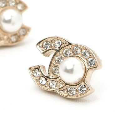 Chanel Earrings Earring Gold Coco Mark Rhinestone