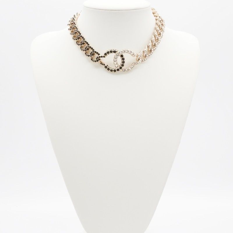 Chanel Necklace Pendant Choker Gold Coco Mark Rhinestone