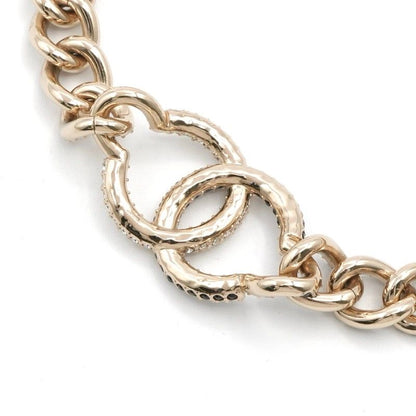 Chanel Necklace Pendant Choker Gold Coco Mark Rhinestone