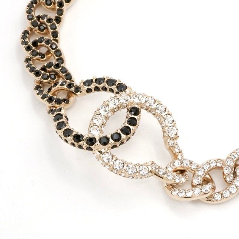 Chanel Necklace Pendant Choker Gold Coco Mark Rhinestone