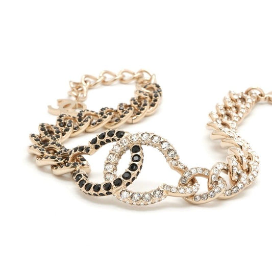 Chanel Necklace Pendant Choker Gold Coco Mark Rhinestone