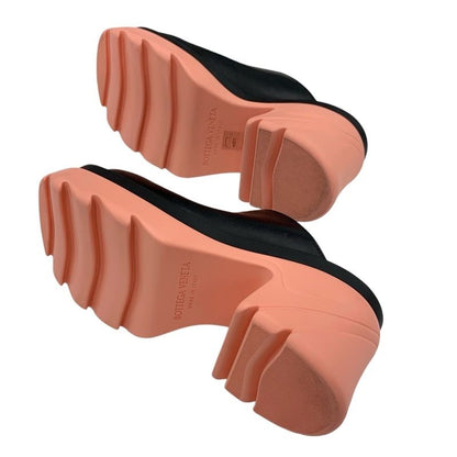 Bottega Venetaveneta Flash Pump Sandals Shoes Leather Rubber Black Pink Black