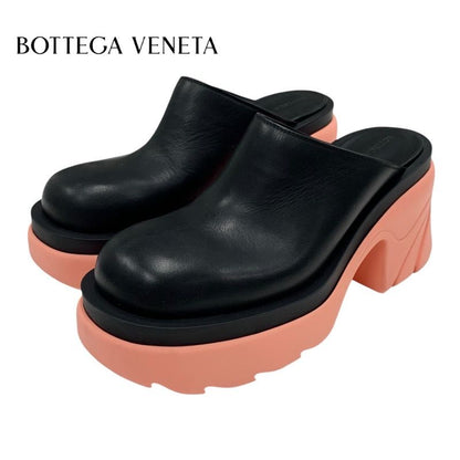 Bottega Venetaveneta Flash Pump Sandals Shoes Leather Rubber Black Pink Black