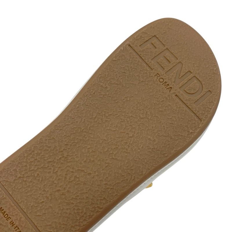 Fendi Sandals Shoes Leather White Gold Metal Logo